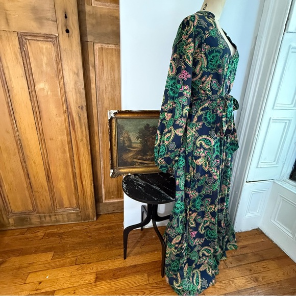 Boden prairie cottagecore blue pink paisley long sleeve corset bodice Maxi Dress - Picture 10 of 15